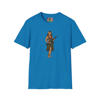 Hula Girl Packin' Heat Dark colors Unisex T-Shirt by theGreenDragonTavern.shop