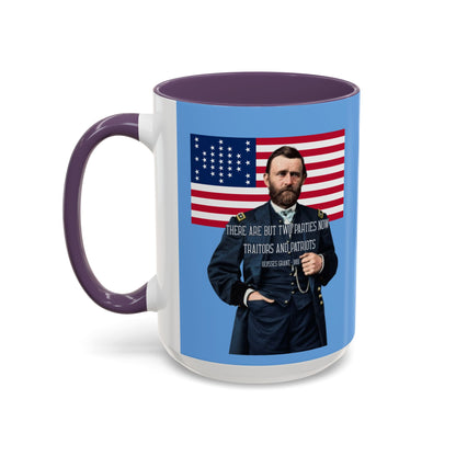 "Traitors and Patriots" Ulysses Grant Light Blue Accent Mug by theGreenDragonTavern.shop