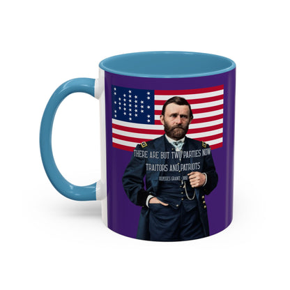 "Traitors and Patriots" Ulysses Grant Dark Purple Accent Mug by theGreenDragonTavern.shop