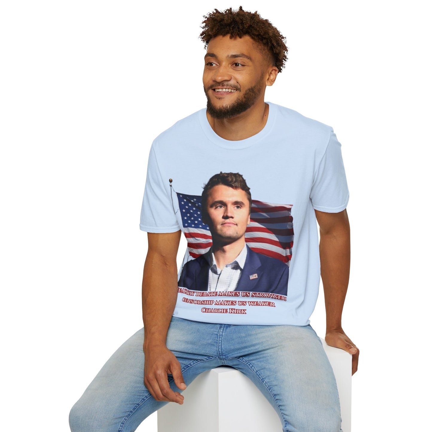 Charlie Kirk, Healthy Debate Light colors Unisex T-Shirt by theGreenDragonTavern.shop