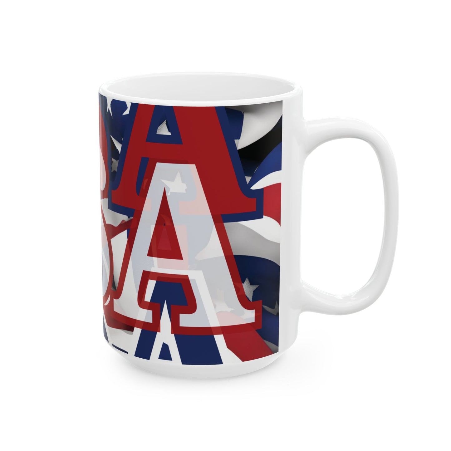USA! USA! USA White font Patriot White Mug by theGreenDragonTavern.shop
