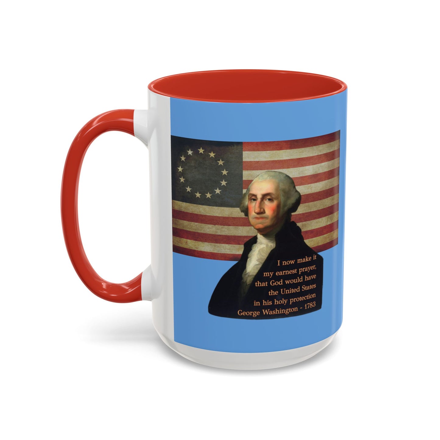Washington's Earnest Prayer Light Blue Accent Mug by theGreenDragonTavern.shop