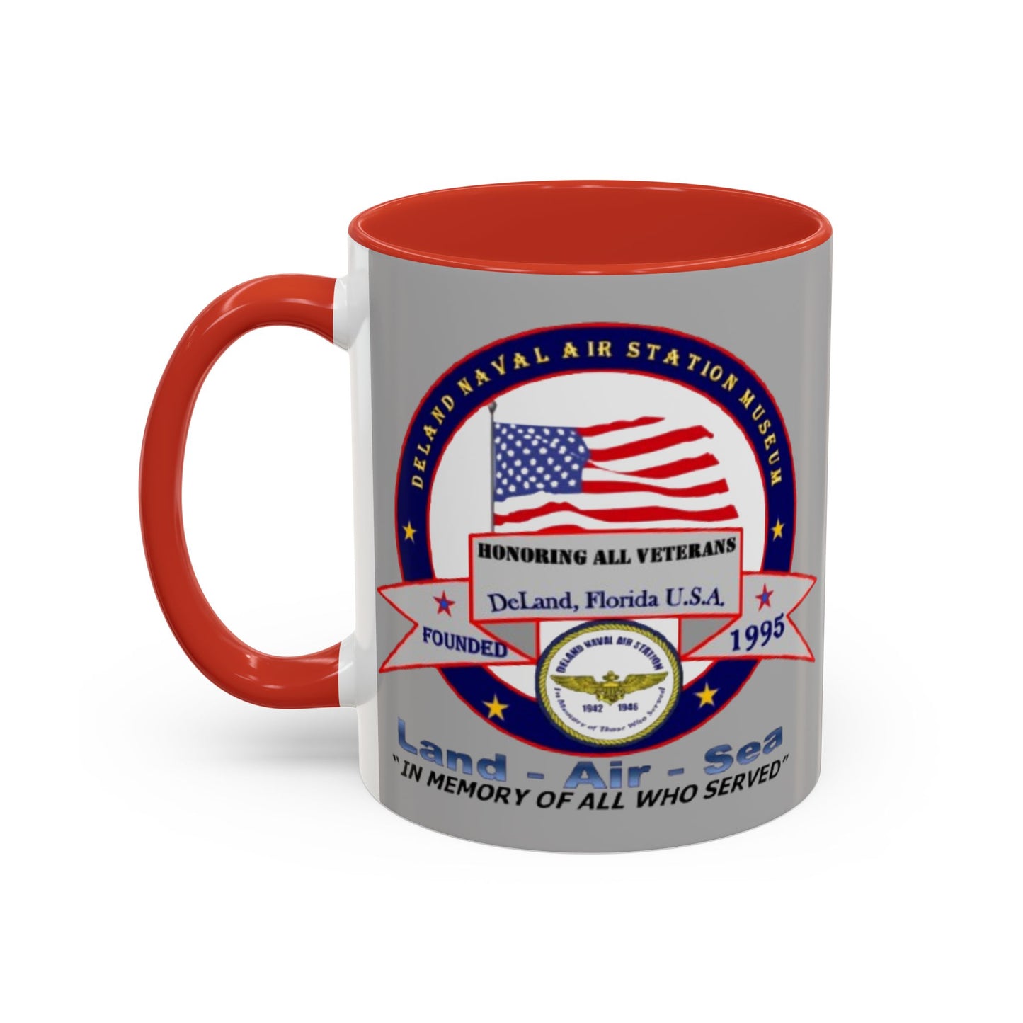 DNASM 2-sided, Founding & Student Art Light Grey Accent Mug by theGreenDragonTavern.shop