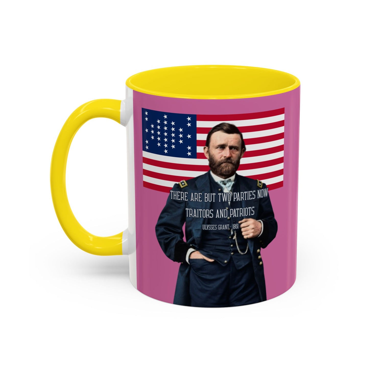 "Traitors and Patriots" Ulysses Grant Pink Accent Mug by theGreenDragonTavern.shop