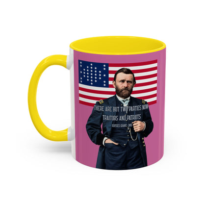 "Traitors and Patriots" Ulysses Grant Pink Accent Mug by theGreenDragonTavern.shop