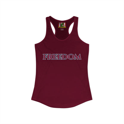 Freedom, Red font Woman's Racerback Tank Top by theGreenDragonTavern.shop