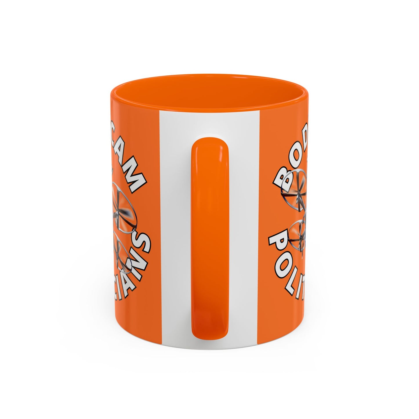 Bodycam the Politicians Drone Orange Accent Mug by theGreenDragonTavern.shop