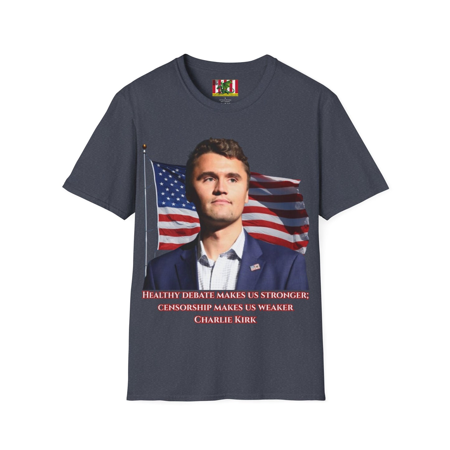 Charlie Kirk, Healthy Debate Dark colors Unisex T-Shirt by theGreenDragonTavern.shop
