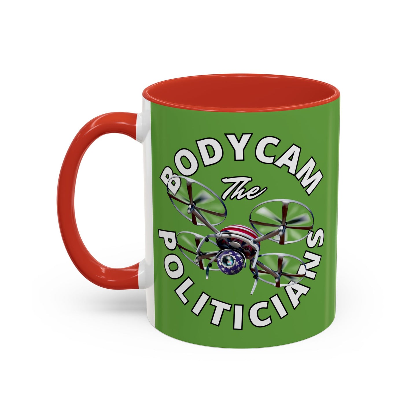 Bodycam the Politicians Drone Green Accent Mug by theGreenDragonTavern.shop