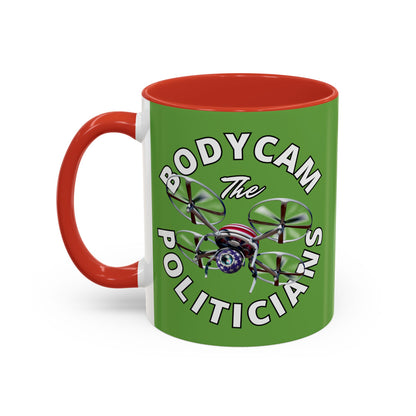 Bodycam the Politicians Drone Green Accent Mug by theGreenDragonTavern.shop