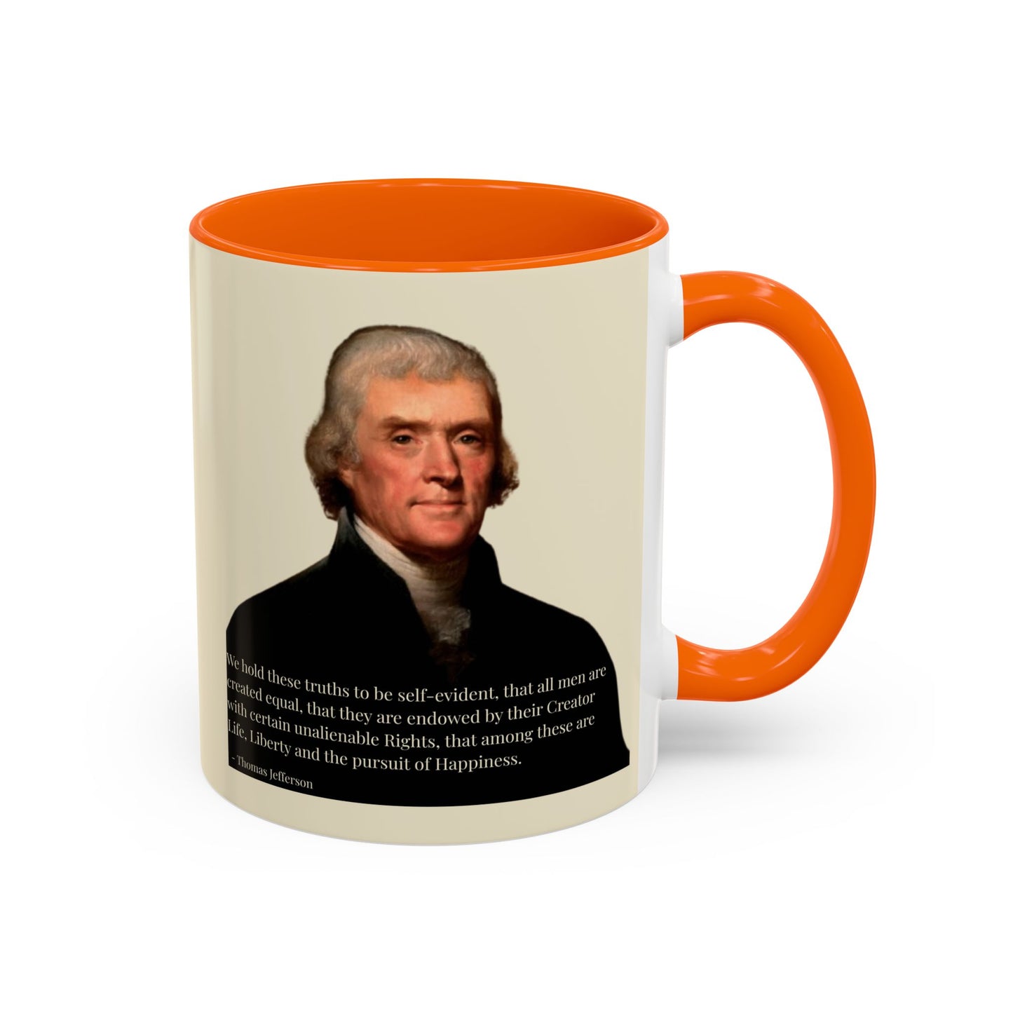 We hold these truths to be self-evident Parchment Yellow Accent Mug by theGreenDragonTavern.shop