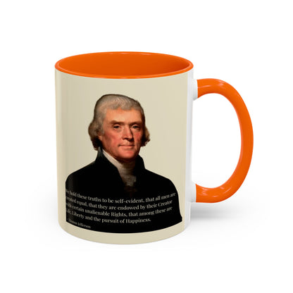 We hold these truths to be self-evident Parchment Yellow Accent Mug by theGreenDragonTavern.shop