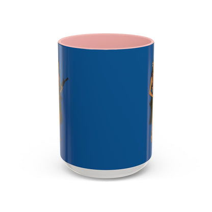Hula Girl Packin' Heat Dark Blue Accent Mug by theGreenDragonTavern.shop