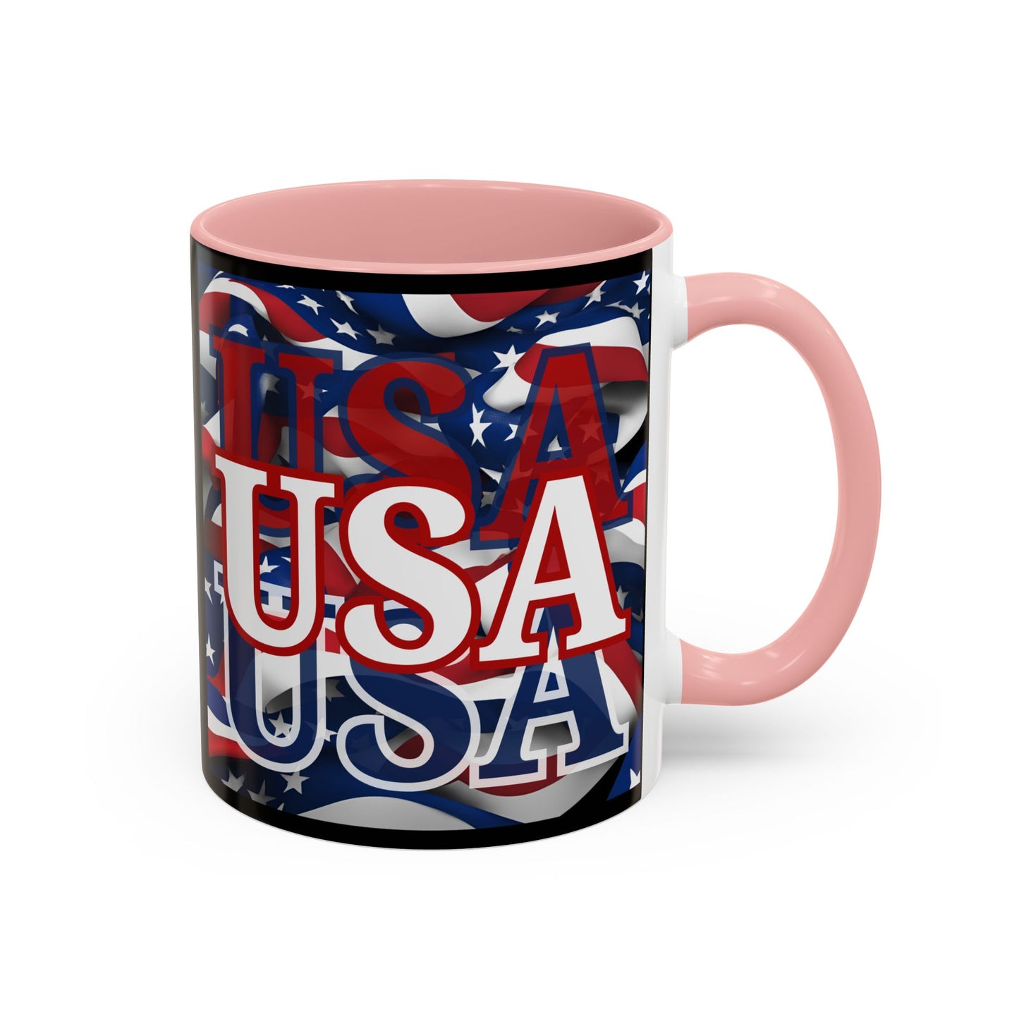 USA White font Center Patriot Black Accent Mug by theGreenDragonTavern.shop