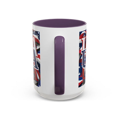 USA Blue font Center Patriot White Accent Mug by theGreenDragonTavern.shop