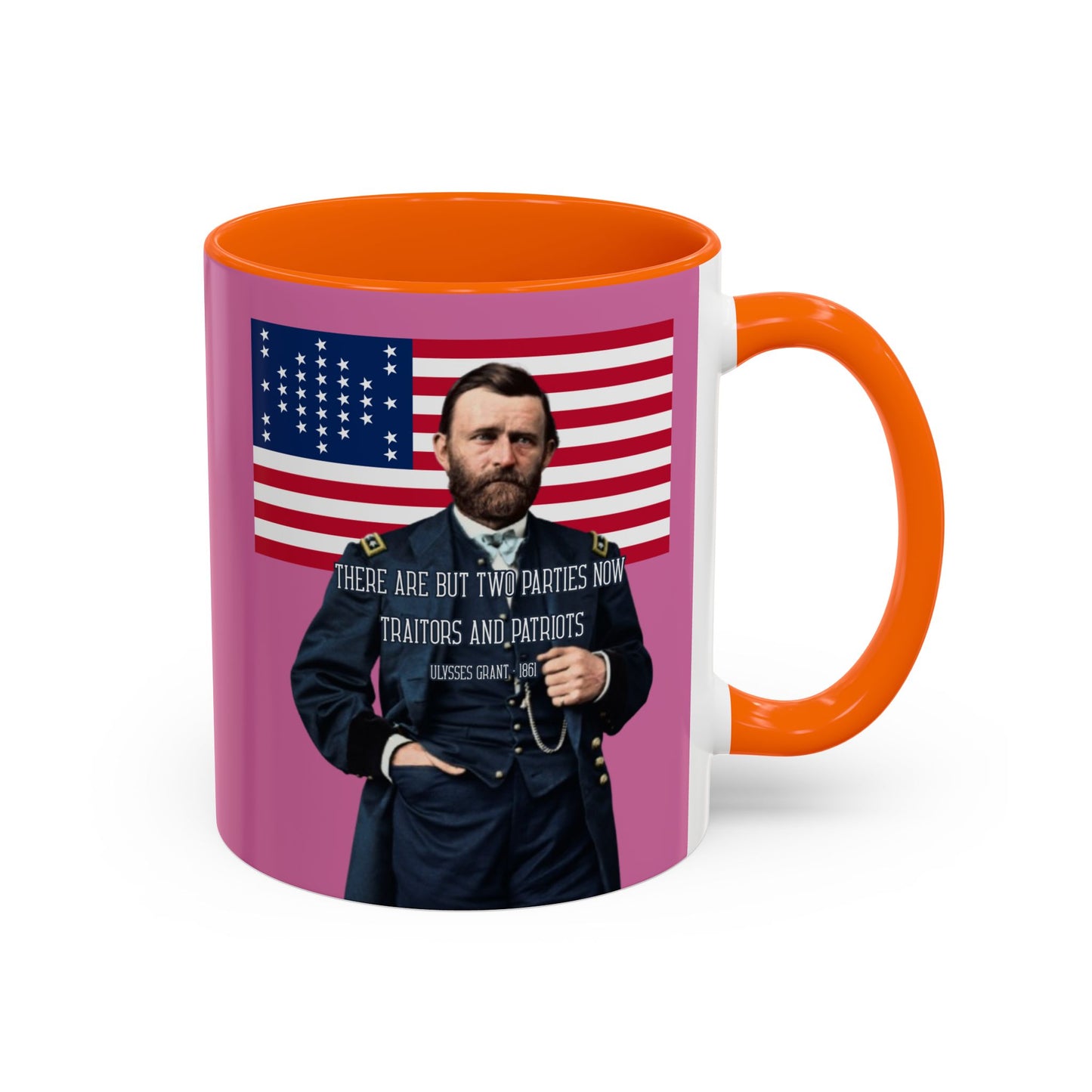 "Traitors and Patriots" Ulysses Grant Pink Accent Mug by theGreenDragonTavern.shop