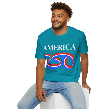 America 250 White font, Dark colors, Unisex T-Shirt by theGreenDragonTavern.shop