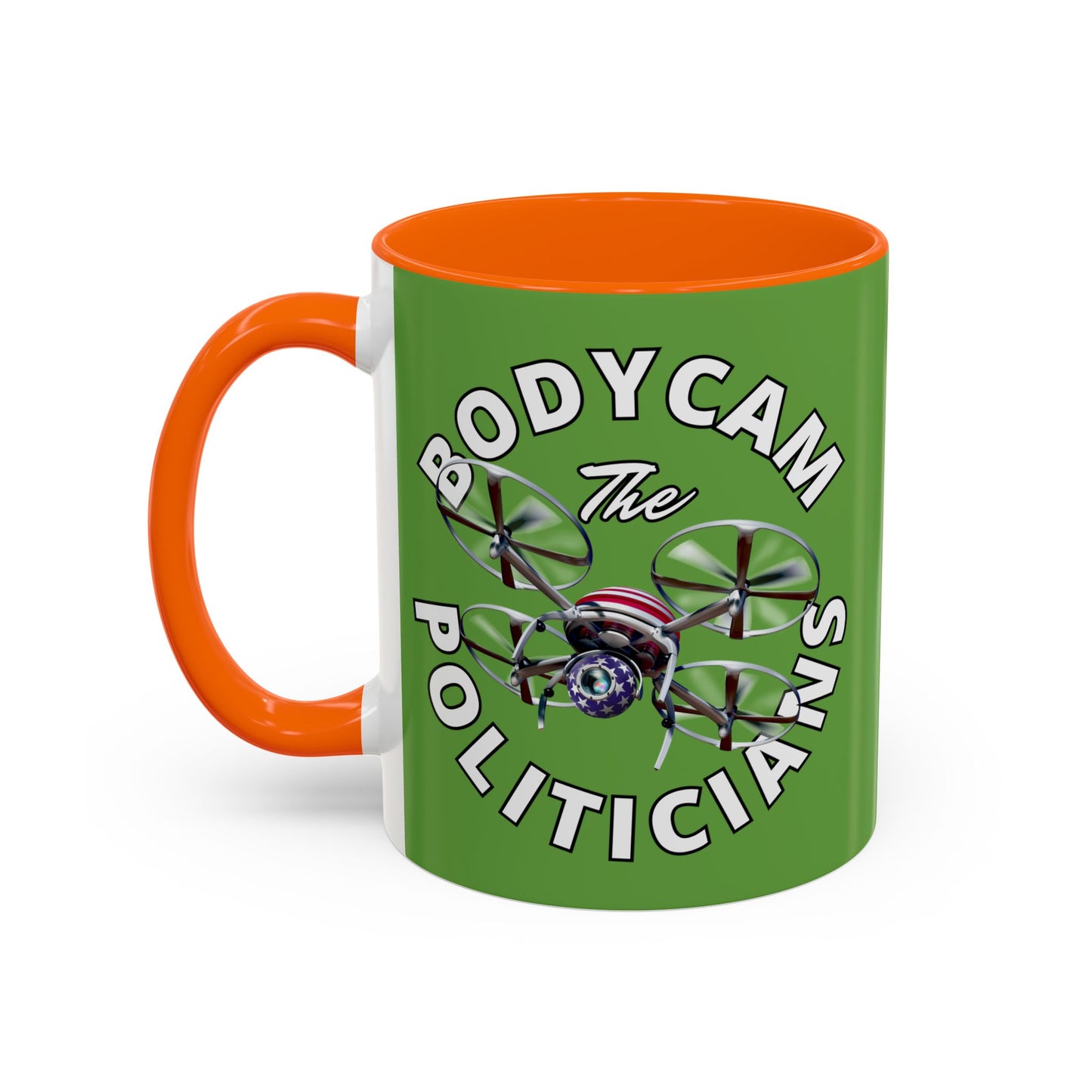 Bodycam the Politicians Drone Green Accent Mug by theGreenDragonTavern.shop