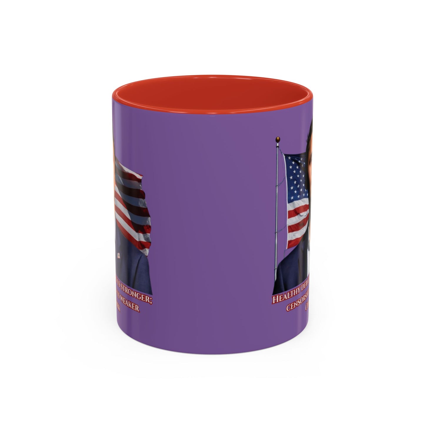 Charlie Kirk, Healthy Debate Light Purple Accent Mug by theGreenDragonTavern.shop