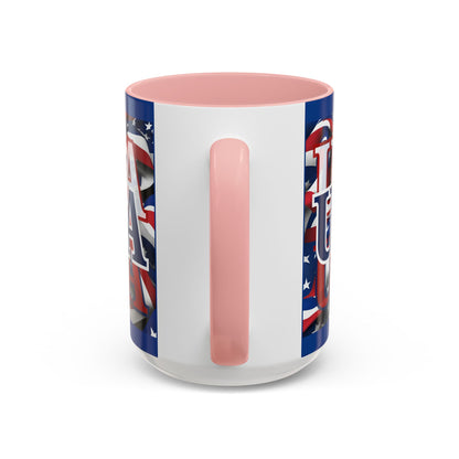 USA Blue font Center Patriot Blue Accent Mug by theGreenDragonTavern.shop