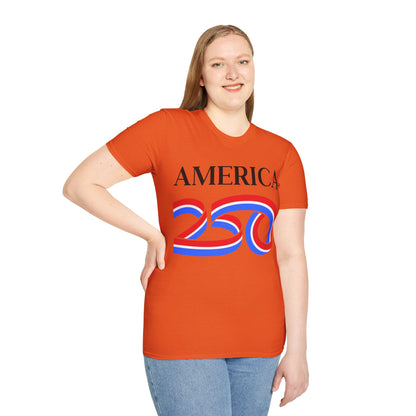 America 250 Black font, Light colors, Unisex T-Shirt by theGreenDragonTavern.shop