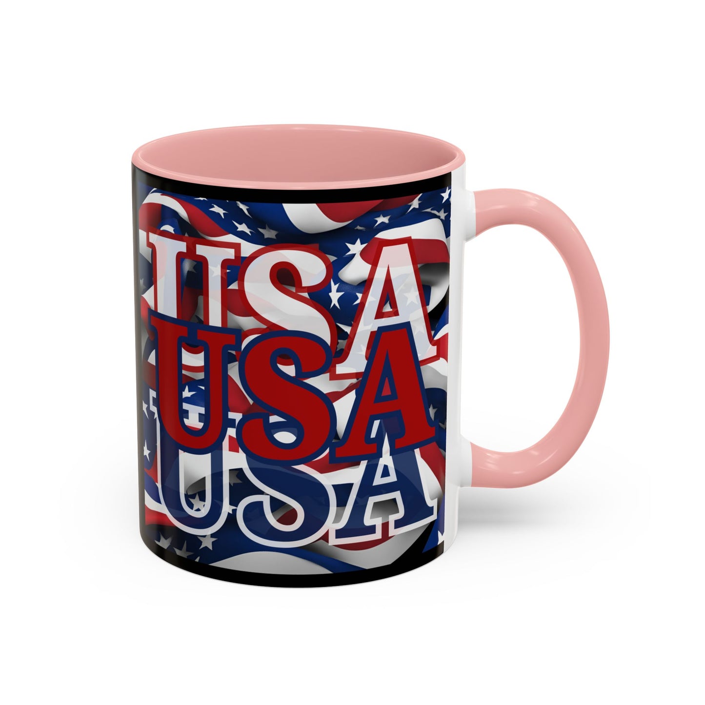USA Red font Center Patriot Black Accent Mug by theGreenDragonTavern.shop