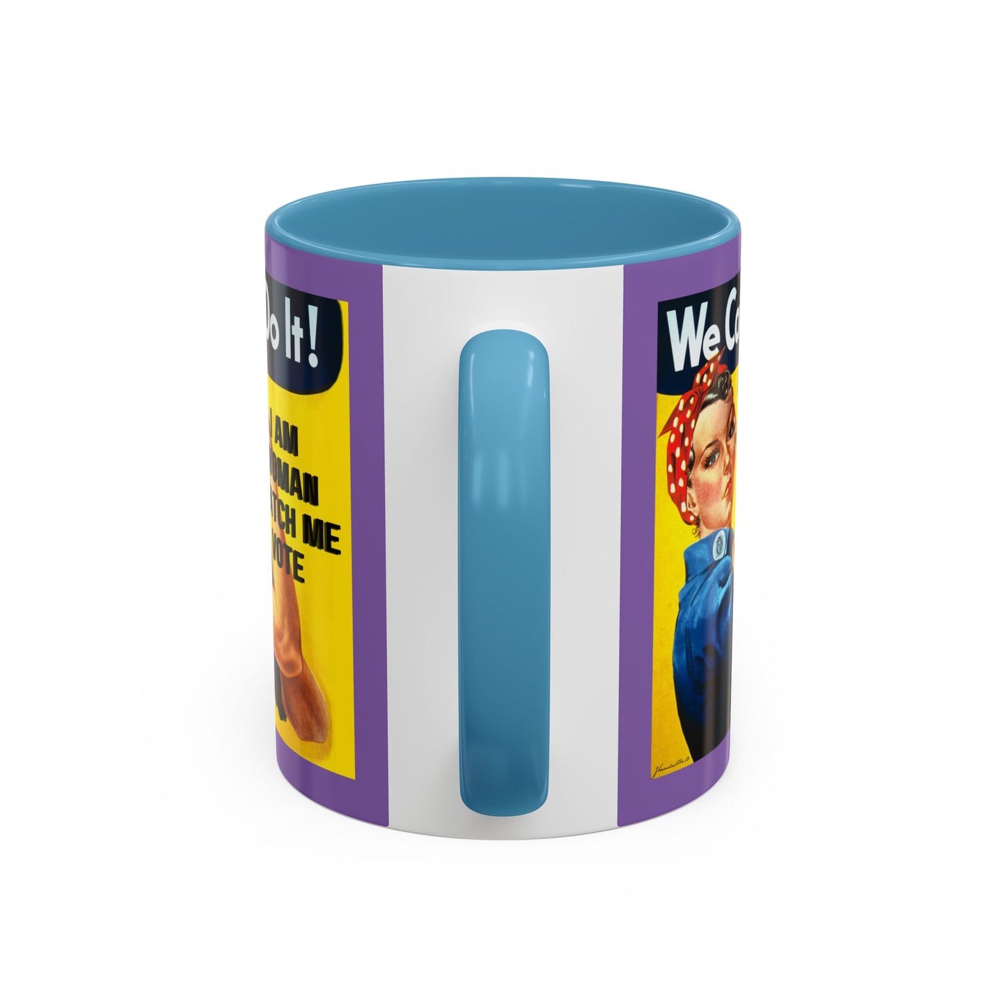 I Am Woman Watch Me Vote Rosie Light Purple Accent Mug by theGreenDragonTavern.shop