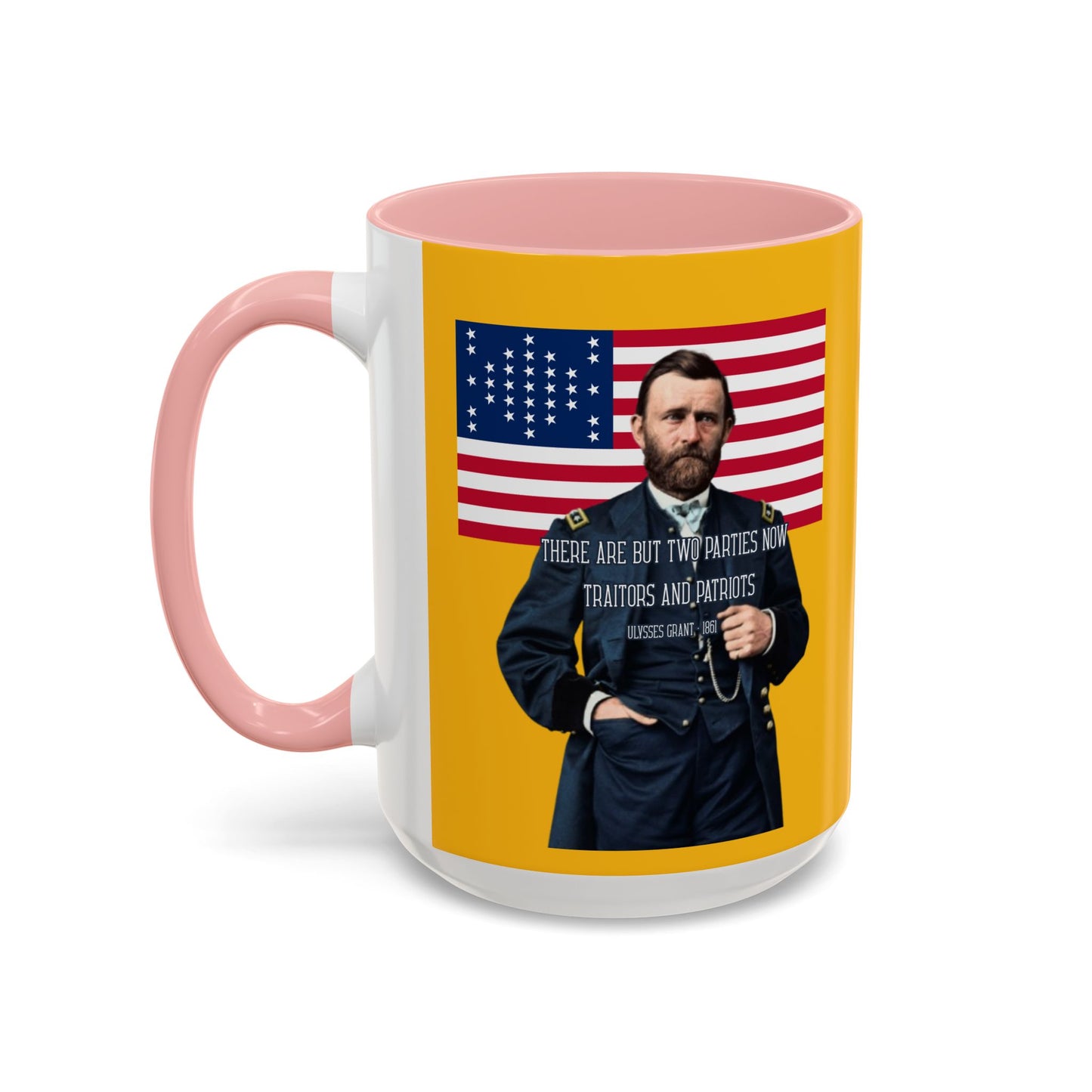 "Traitors and Patriots" Ulysses Grant Yellow Accent Mug by theGreenDragonTavern.shop