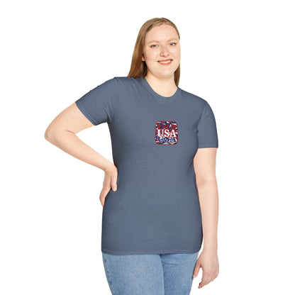 2-sided, Red WHITE and Blue USA Patriot Dark colors Unisex T-Shirt by theGreenDragonTavern.shop