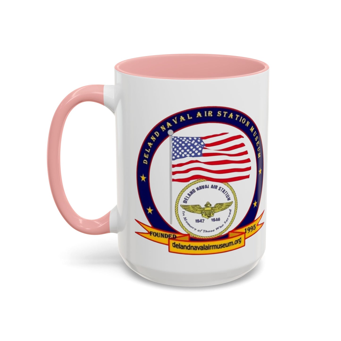 DeLand Naval Air Station Museum White Accent Mug by theGreenDragonTavern.shop