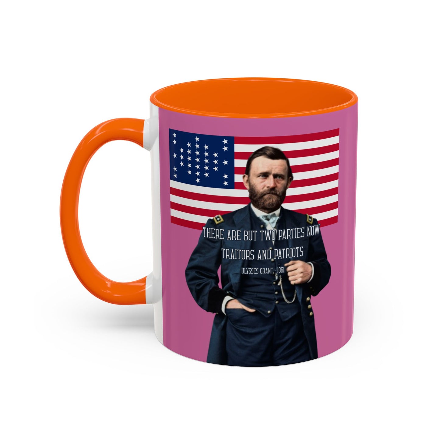 "Traitors and Patriots" Ulysses Grant Pink Accent Mug by theGreenDragonTavern.shop