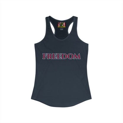 Freedom, Red font Woman's Racerback Tank Top by theGreenDragonTavern.shop