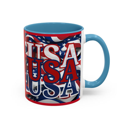 USA Red font Center Patriot Red Accent Mug by theGreenDragonTavern.shop
