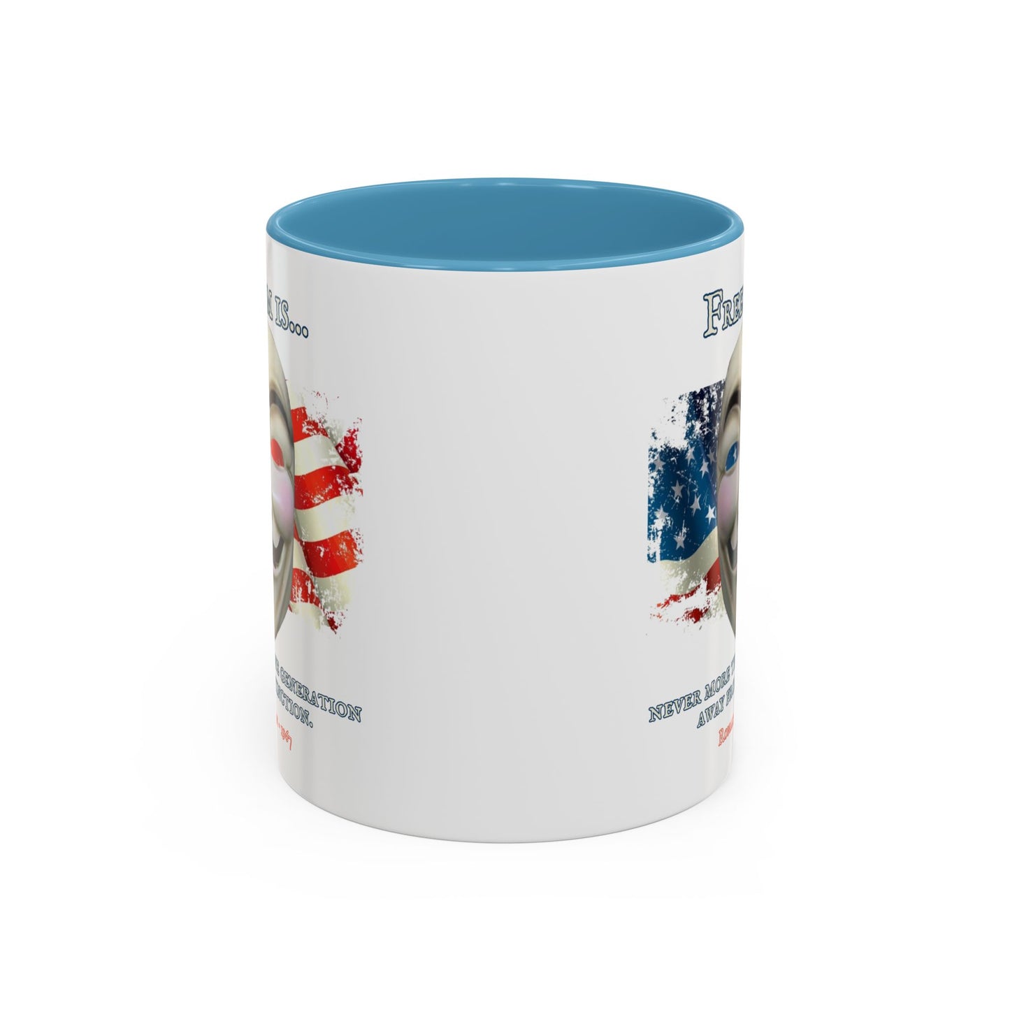 Ronald Reagan Freedom Vendetta White Accent Mug by theGreenDragonTavern.shop
