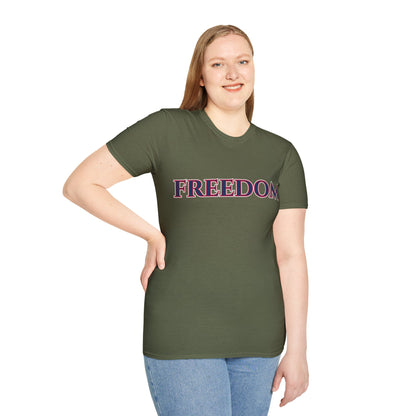 Freedom, Blue font, Dark colors Unisex T-Shirt by theGreenDragonTavern.shop