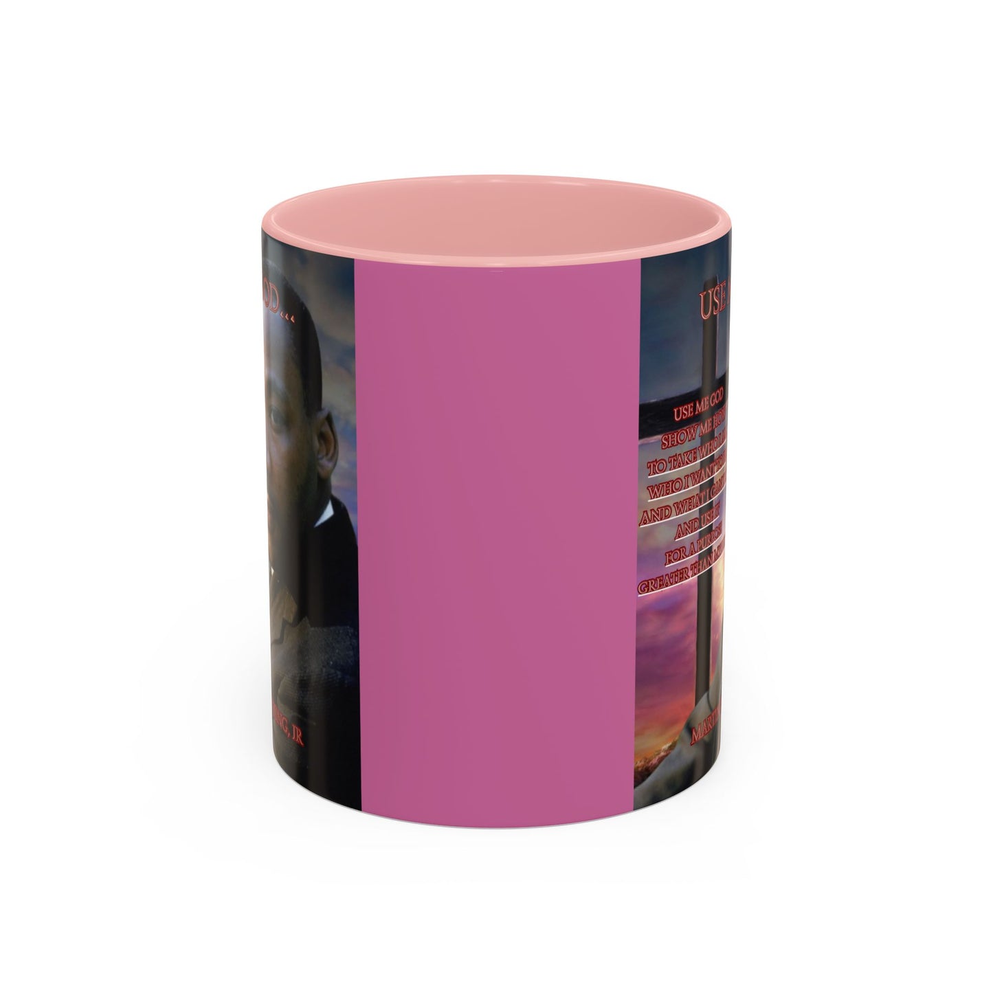 Use Me God, MLK Jr Pink Accent Mug by theGreenDragonTavern.shop