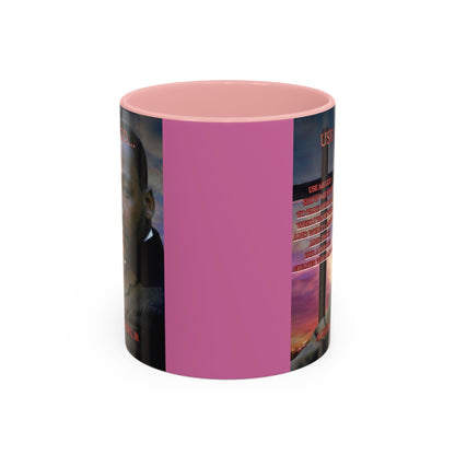 Use Me God, MLK Jr Pink Accent Mug by theGreenDragonTavern.shop