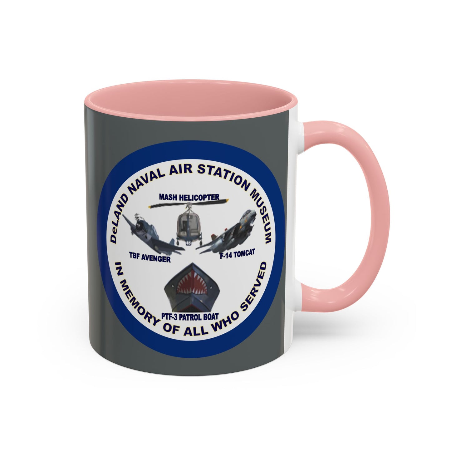 DNASM 2-sided, Founding & Student Art w/Navy Ring Grey Accent Mug by theGreenDragonTavern.shop
