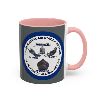 DNASM 2-sided, Founding & Student Art w/Navy Ring Grey Accent Mug by theGreenDragonTavern.shop