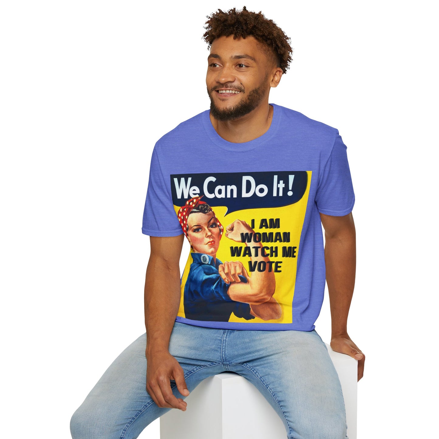 I Am Woman Watch Me Vote Rosie Light colors Unisex T-Shirt by theGreenDragonTavern.shop