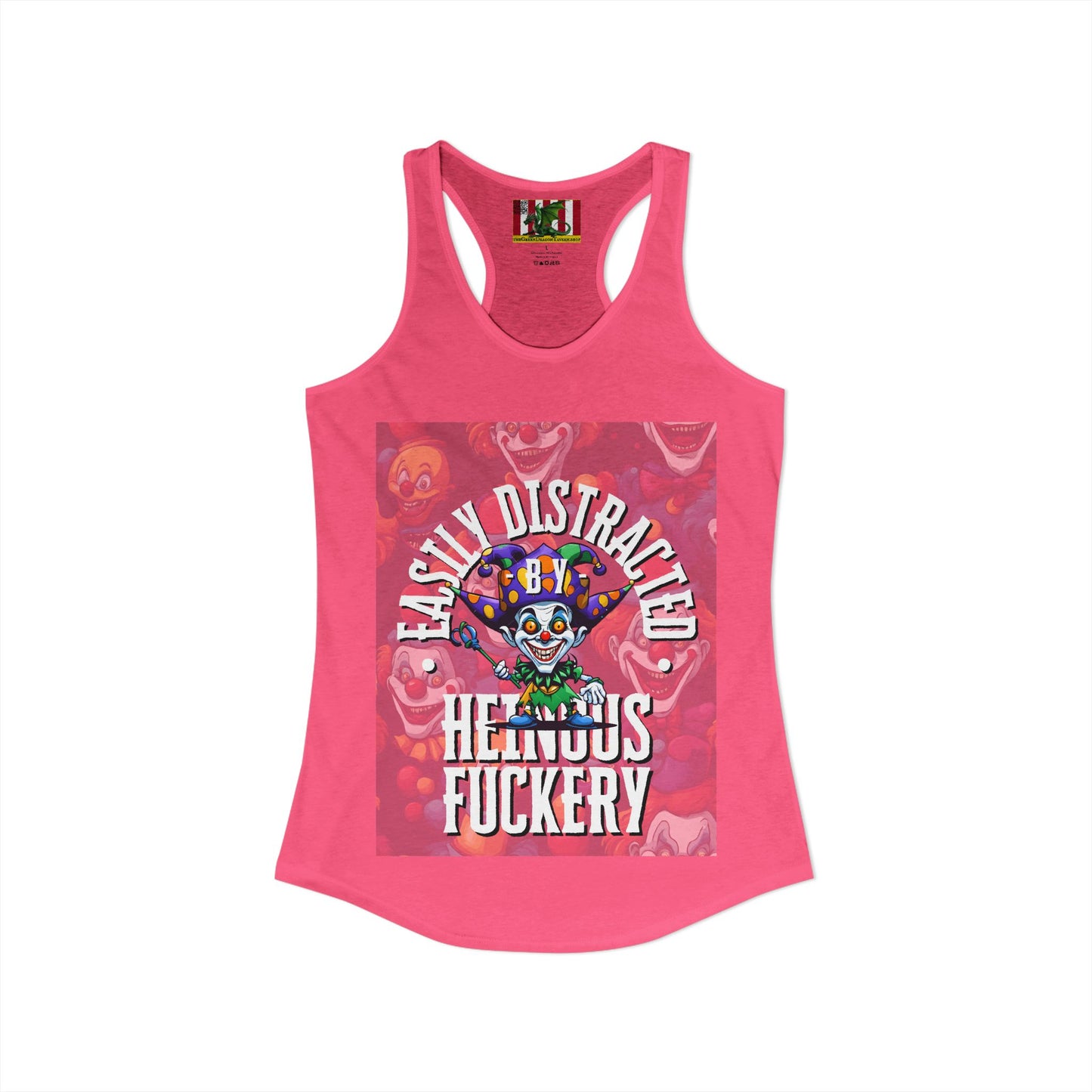 Easily Distracted by Heinous Fuckery Little Jinx Women's Racerback Tank Top by theGreenDragonTavern.shop
