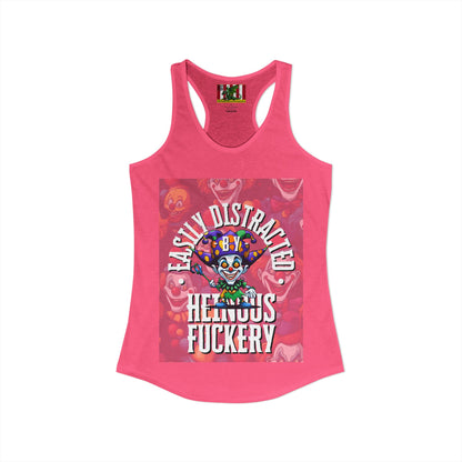 Easily Distracted by Heinous Fuckery Little Jinx Women's Racerback Tank Top by theGreenDragonTavern.shop