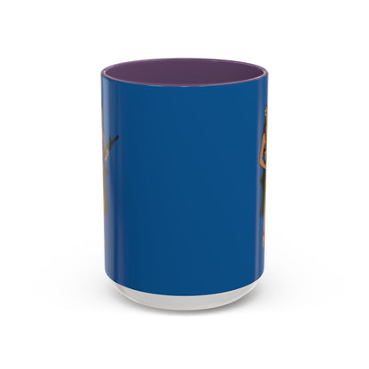 Hula Girl Packin' Heat Dark Blue Accent Mug by theGreenDragonTavern.shop