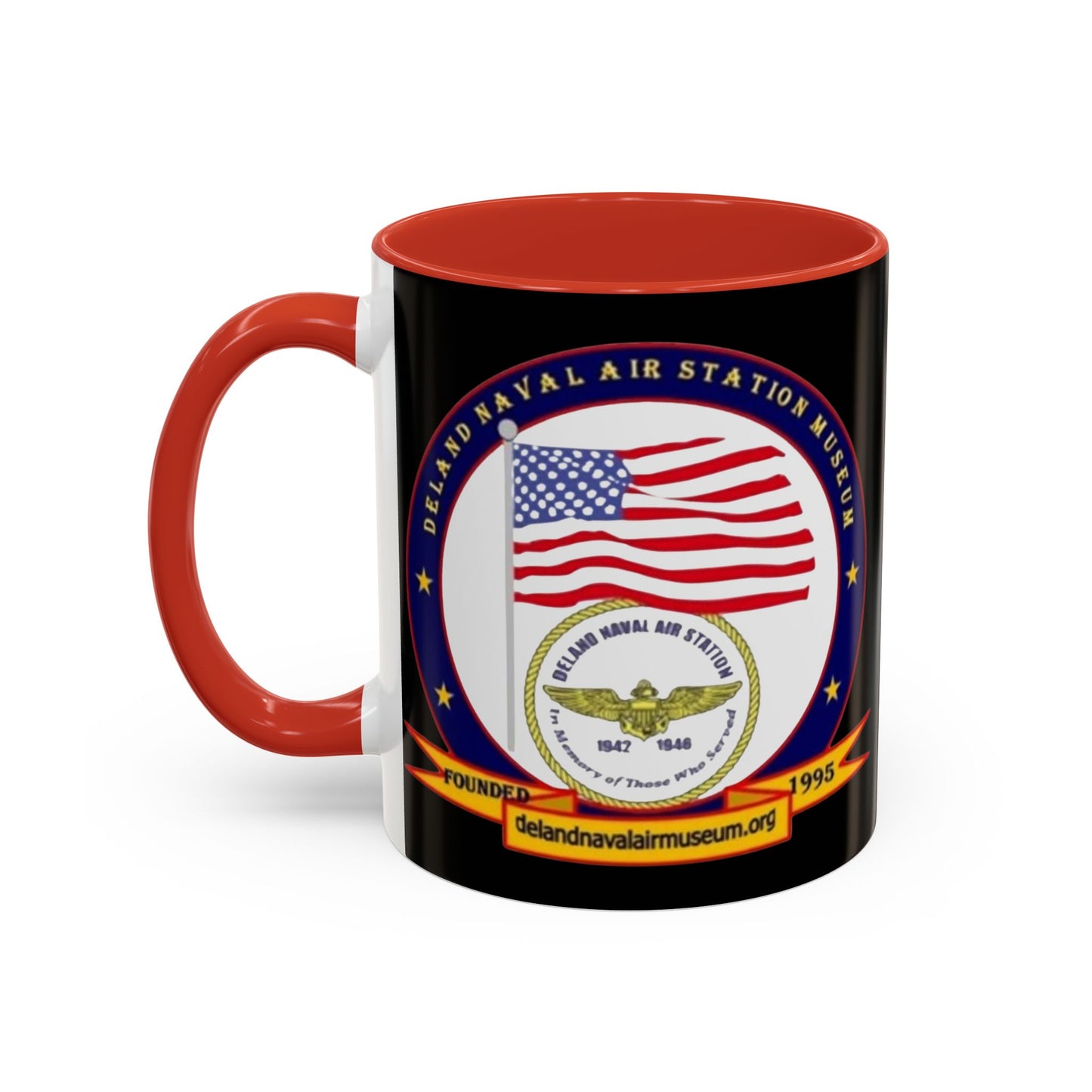 DeLand Naval Air Station Museum Black Accent Mug by theGreenDragonTavern.shop