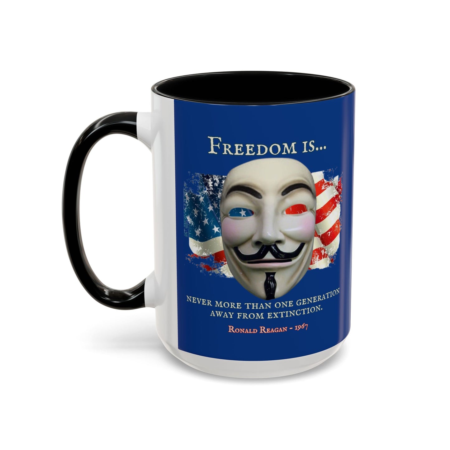Ronald Reagan Freedom Vendetta Blue Accent Mug by theGreenDragonTavern.shop