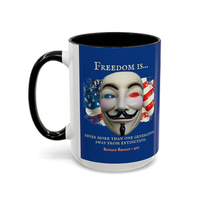 Ronald Reagan Freedom Vendetta Blue Accent Mug by theGreenDragonTavern.shop