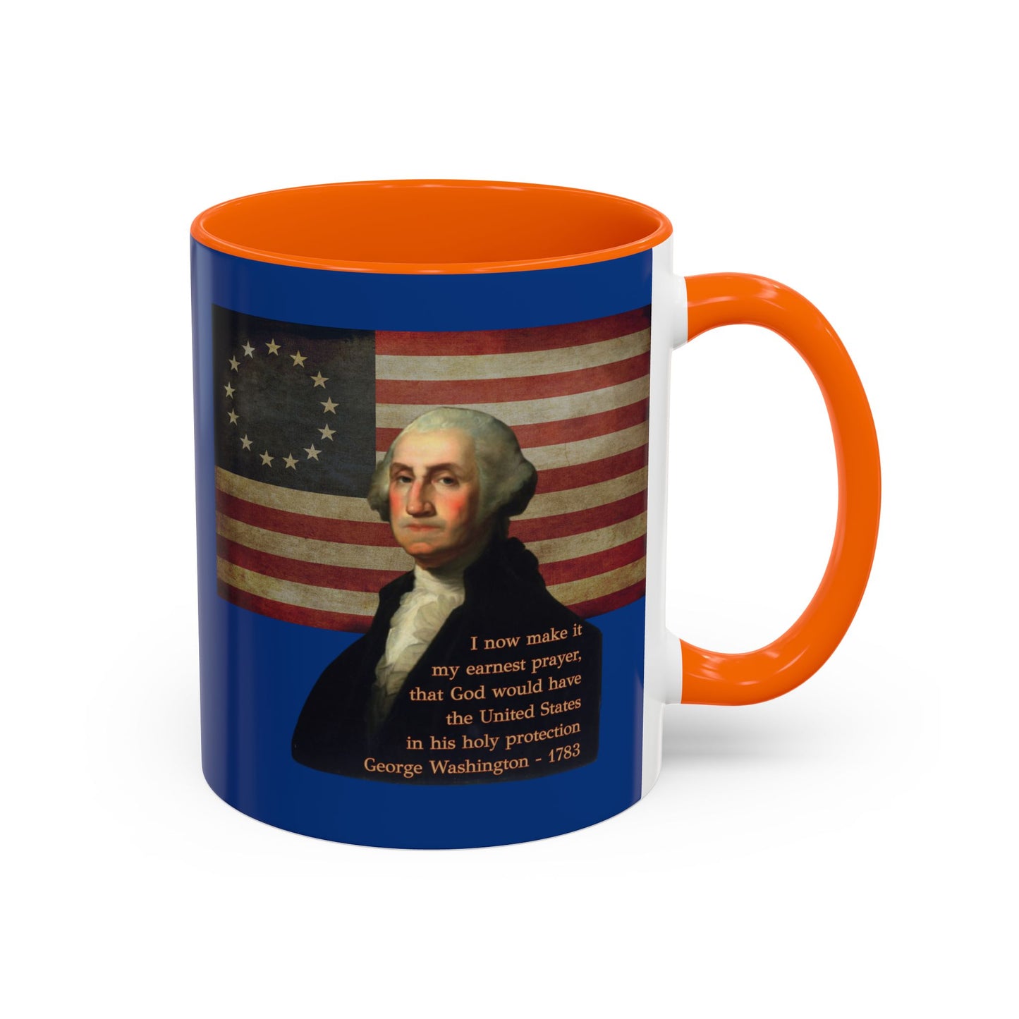 Washington's Earnest Prayer Dark Blue Accent Mug by theGreenDragonTavern.shop
