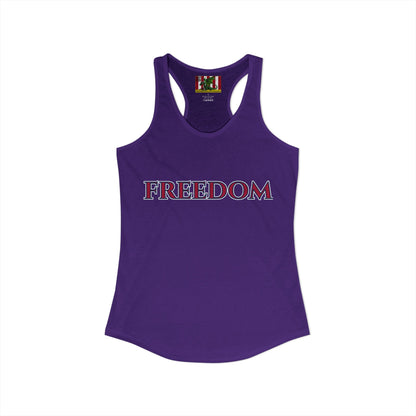 Freedom, Red font Woman's Racerback Tank Top by theGreenDragonTavern.shop