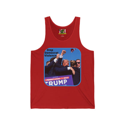 Stop Democrat Violence Unisex Jersey Tank Top by theGreenDragonTavern.shop