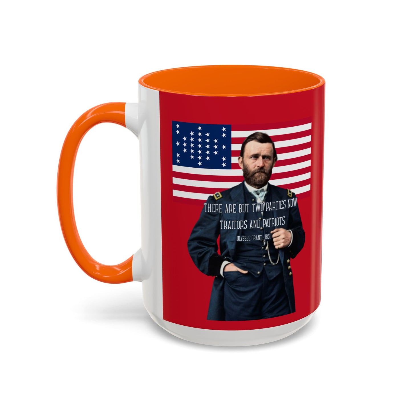 "Traitors and Patriots" Ulysses Grant Red Accent Mug by theGreenDragonTavern.shop